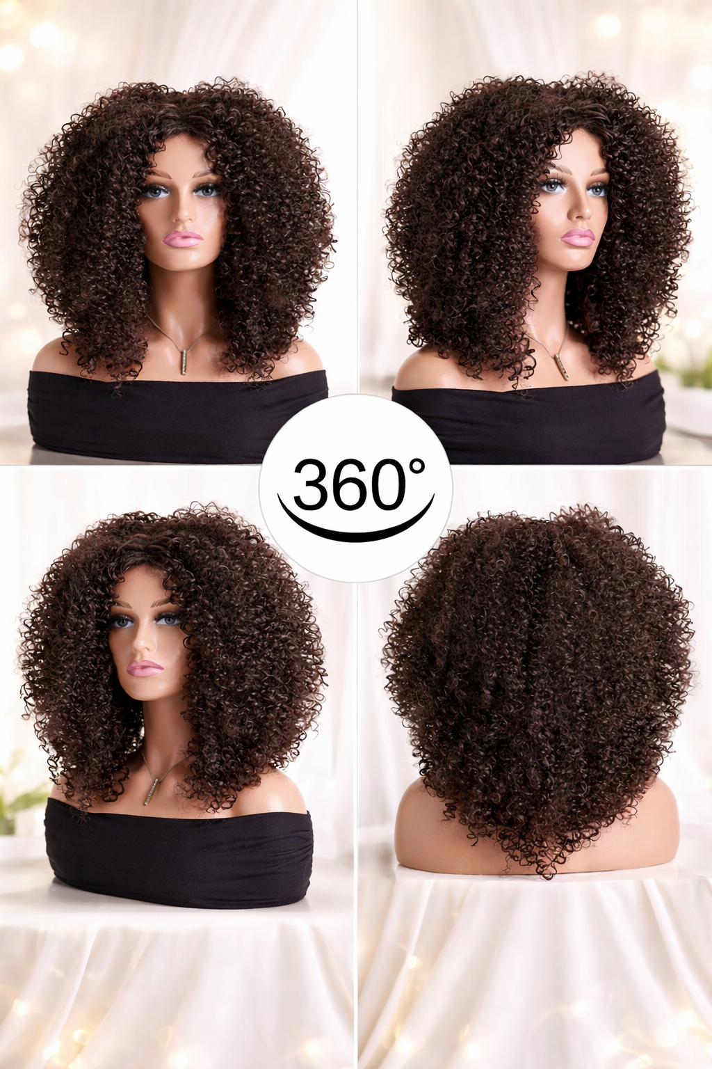 Perruque Afro Kinky Curly avec Frange – Volume Naturel