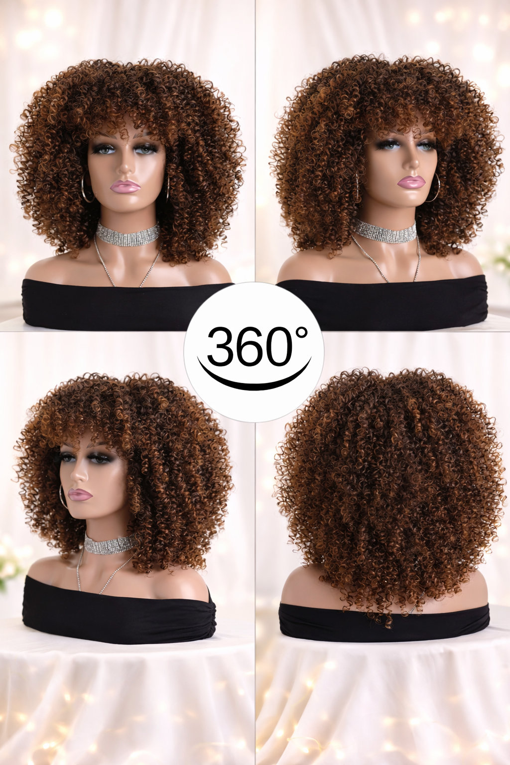 Perruque Afro Kinky Curly avec Frange – Volume Naturel