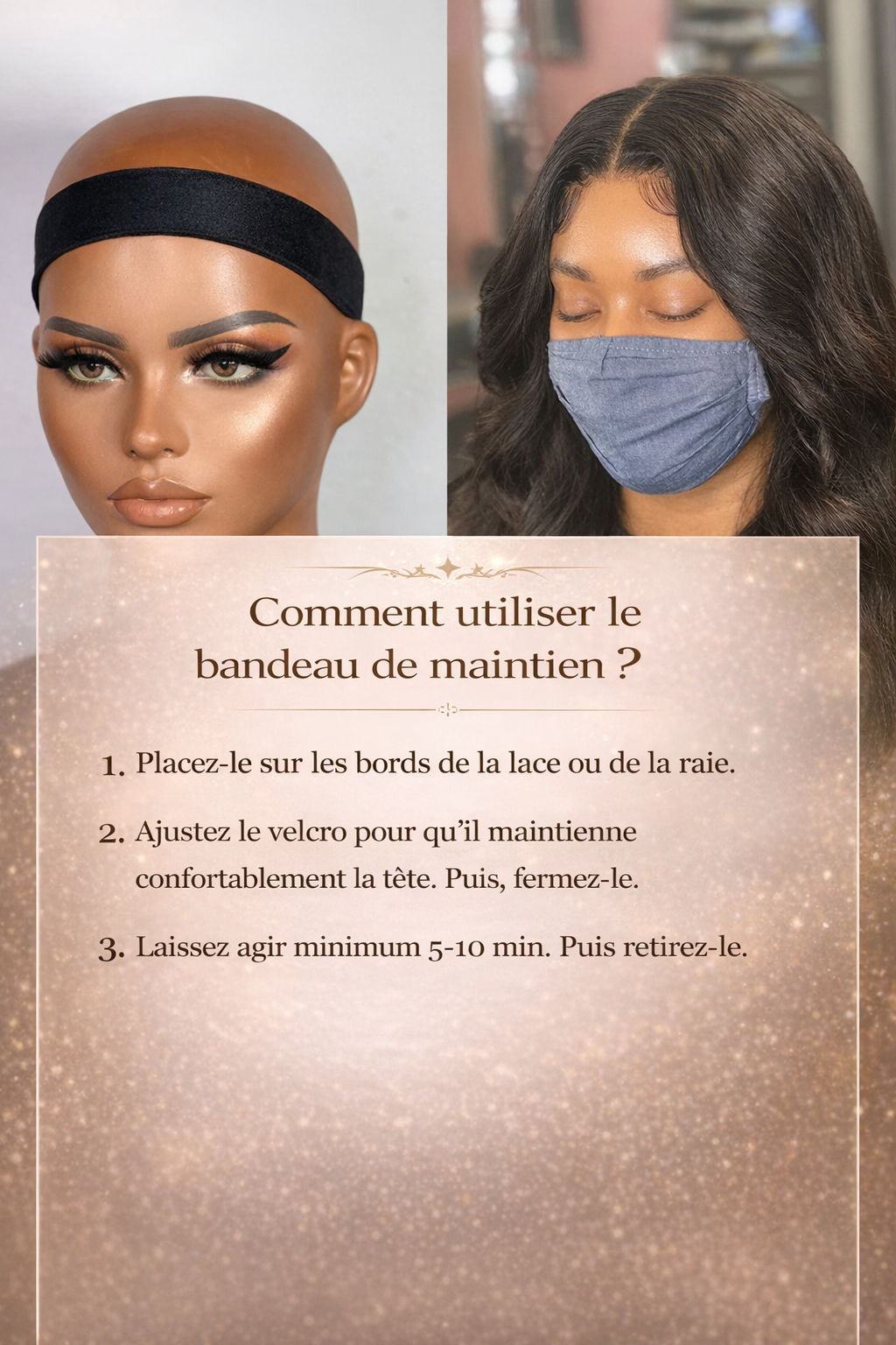 Lot 3 bandeaux élastiques fantaisie pour coiffure
