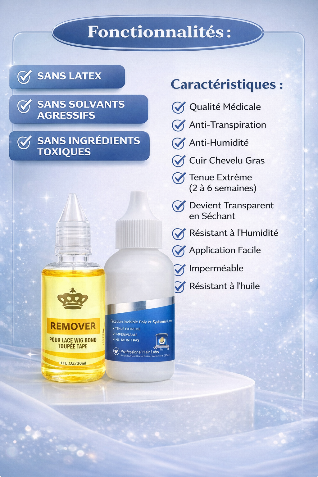 Kit Colle pour Perruque Lace + Dissolvant – Installation Complète