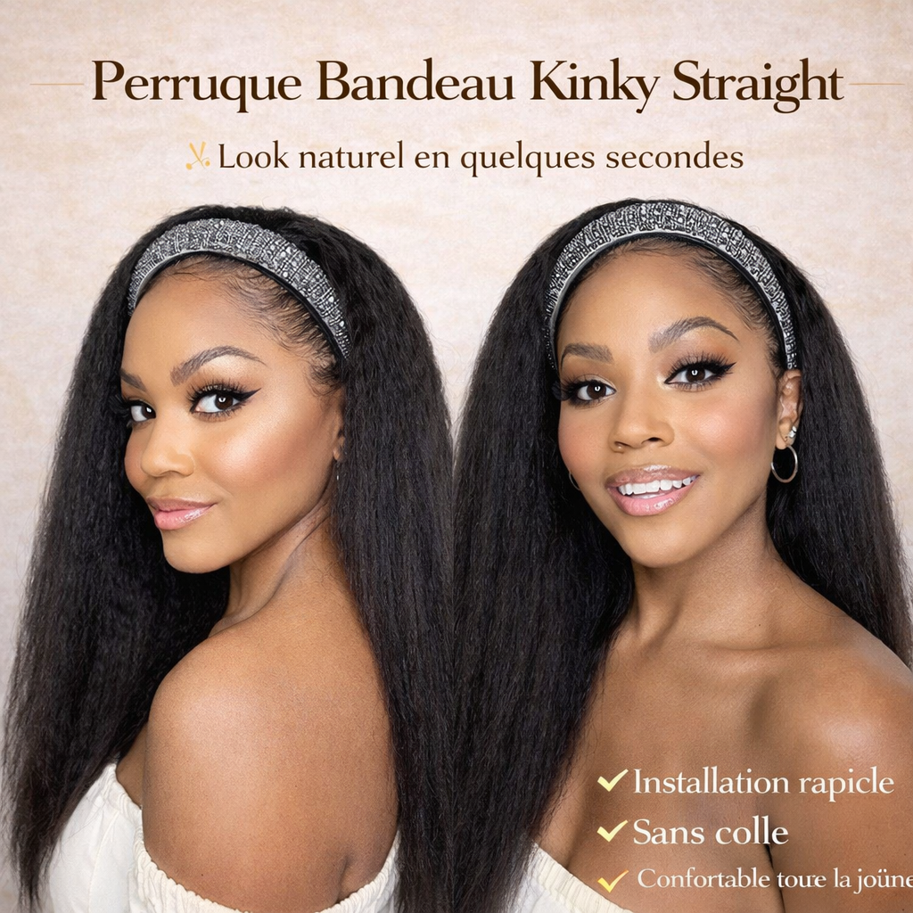 Perruque Bandeau Kinky Straight – Cheveux Humains