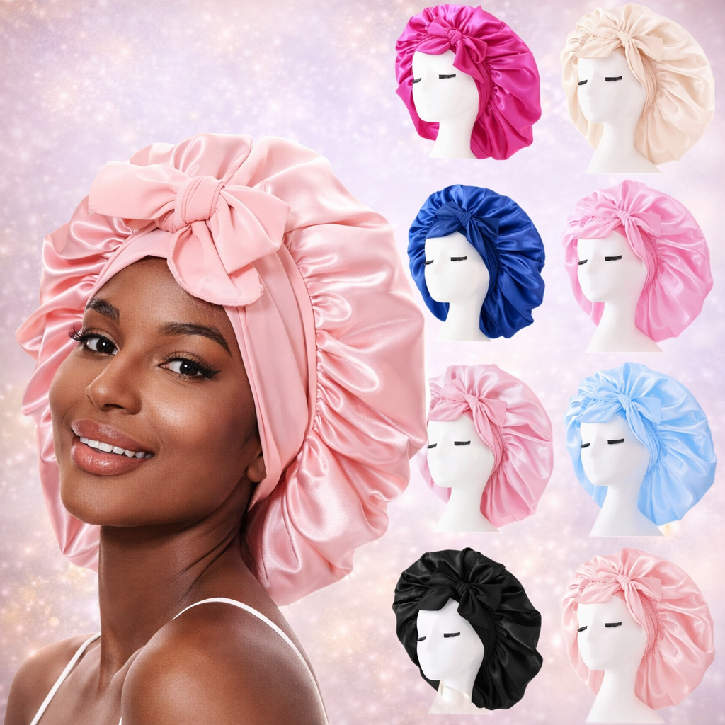 Bonnet en Satin Réglable – Protection des Cheveux Nuit