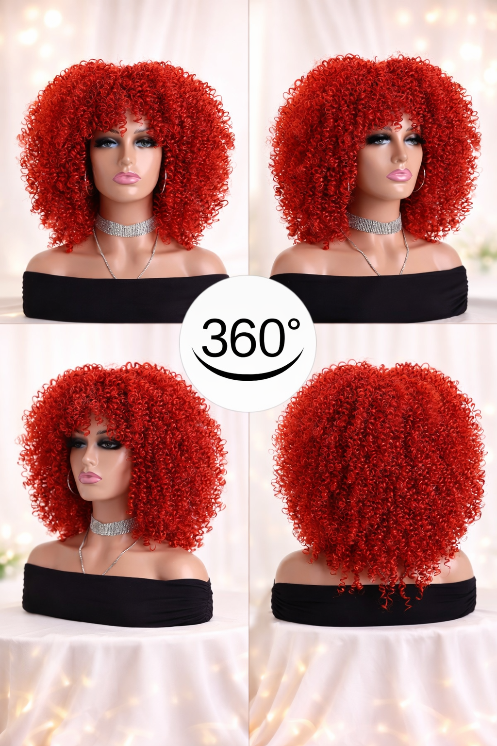 Perruque Afro Kinky Curly avec Frange – Volume Naturel
