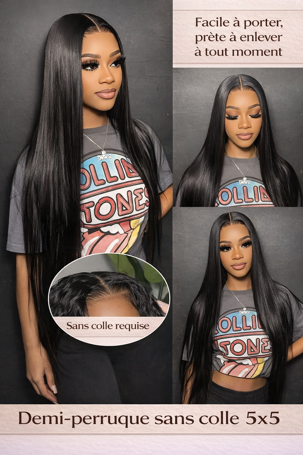 Perruque Lisse HD Lace Glueless – Cheveux Humains (5X5 et 13x6)