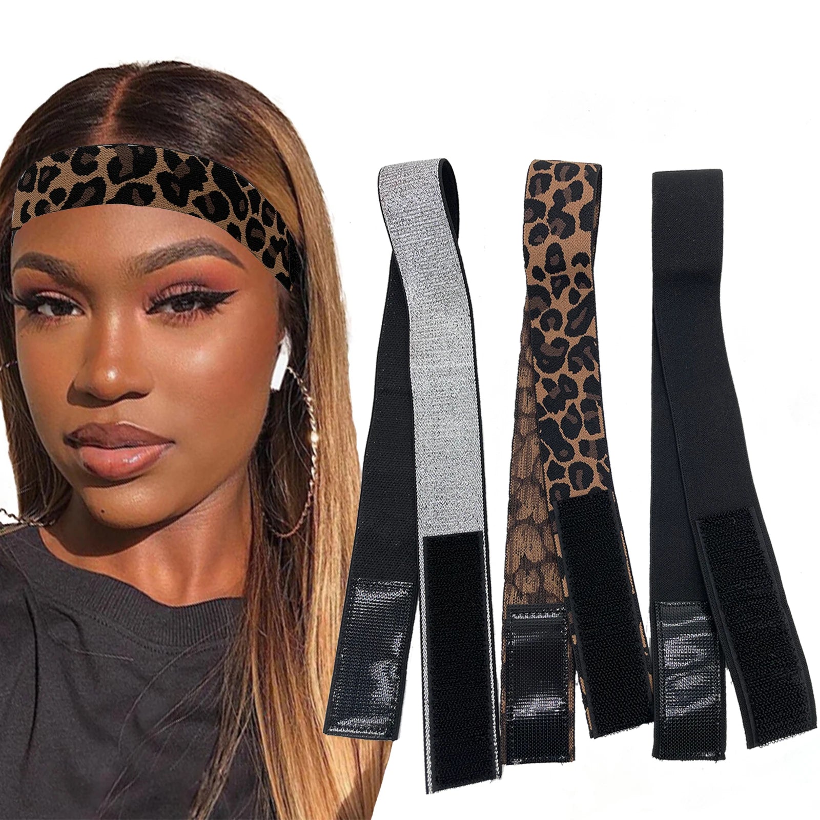 Lot 3 bandeaux élastiques fantaisie pour coiffure