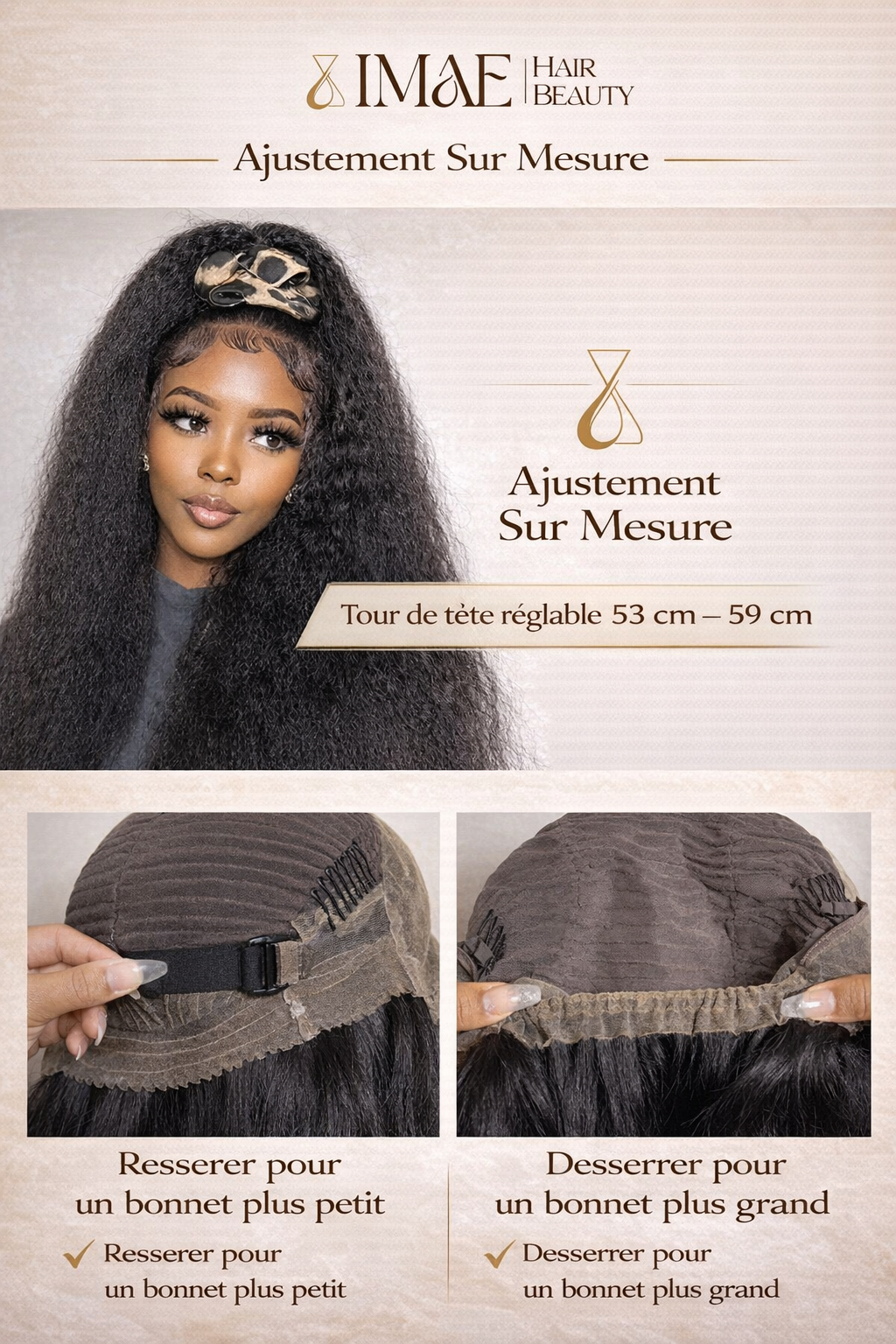 Perruque 360 Full Lace Kinky Straight – Cheveux Humains (Invisi Strap)