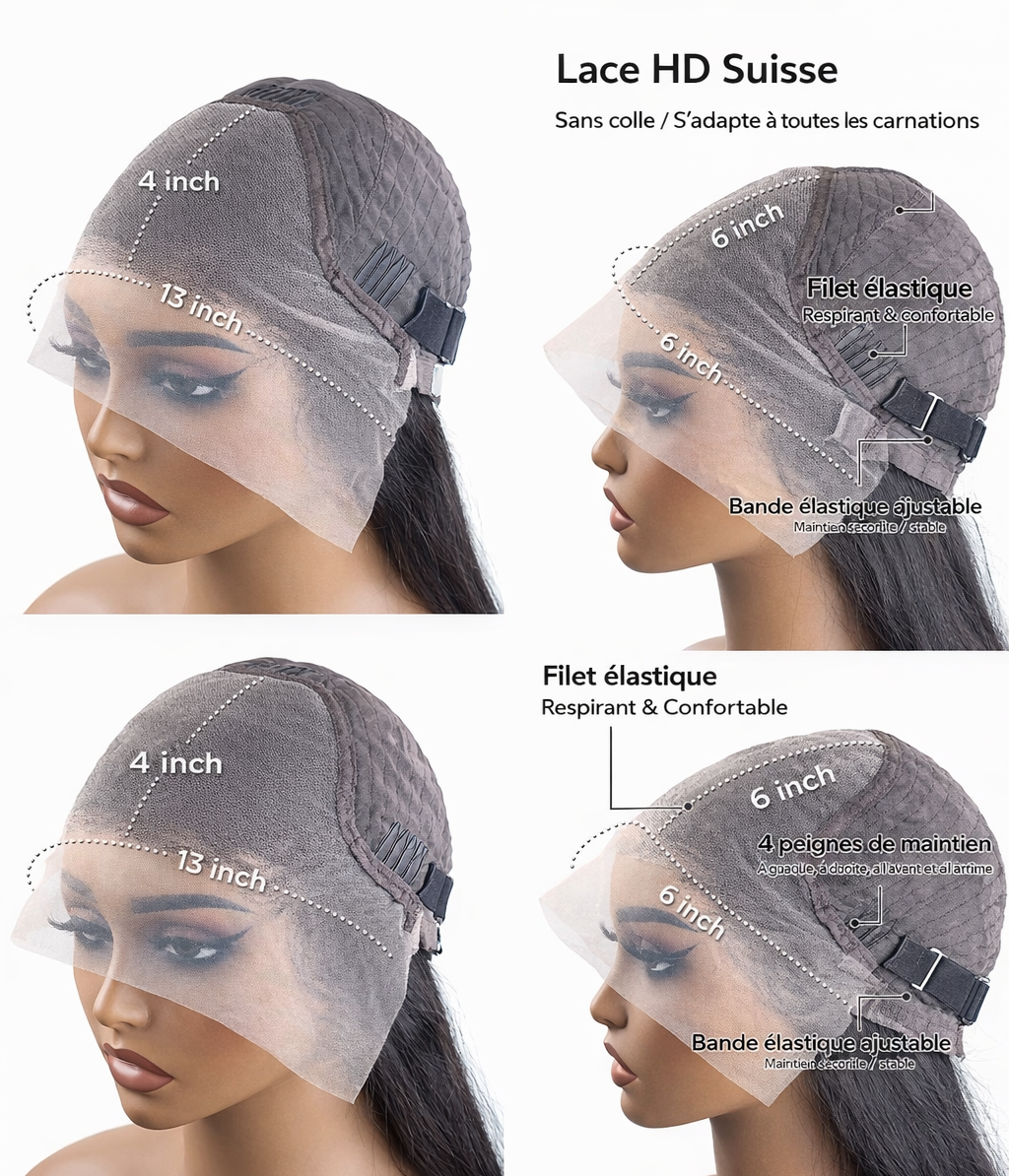Perruque Lisse HD Lace Glueless – Cheveux Humains (5X5 et 13x6)