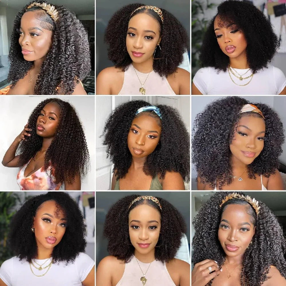 Perruque Kinky Curly 3-en-1 avec Cordon – Cheveux Humains